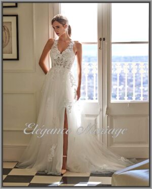 robe de mariée fendue à Mont de Marsan: Clématite