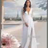 Fallon robe de mariée fendue Mont-de-Marsan avec manches longues