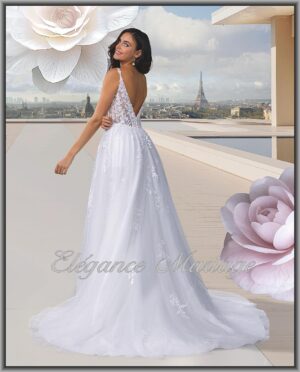 Frida robe de mariée princesse avec grand décolleté dos et traîne