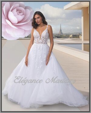 Frida robe de mariée princesse Landes en tulle et dentelle