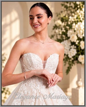 Imagine, robe de mariée princesse bustier scintillante dans les Landes