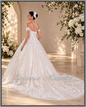 Imagine, dos de robe de mariée princesse scintillante avec encolure bateau