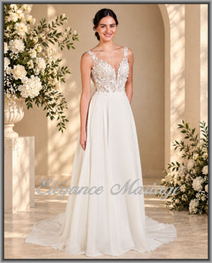 Intuition robe de mariée bohème sans les manches papillon amovibles