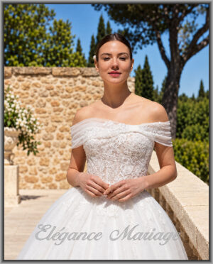 IVANNE robe de mariée princesse avec encolure bateau amovible