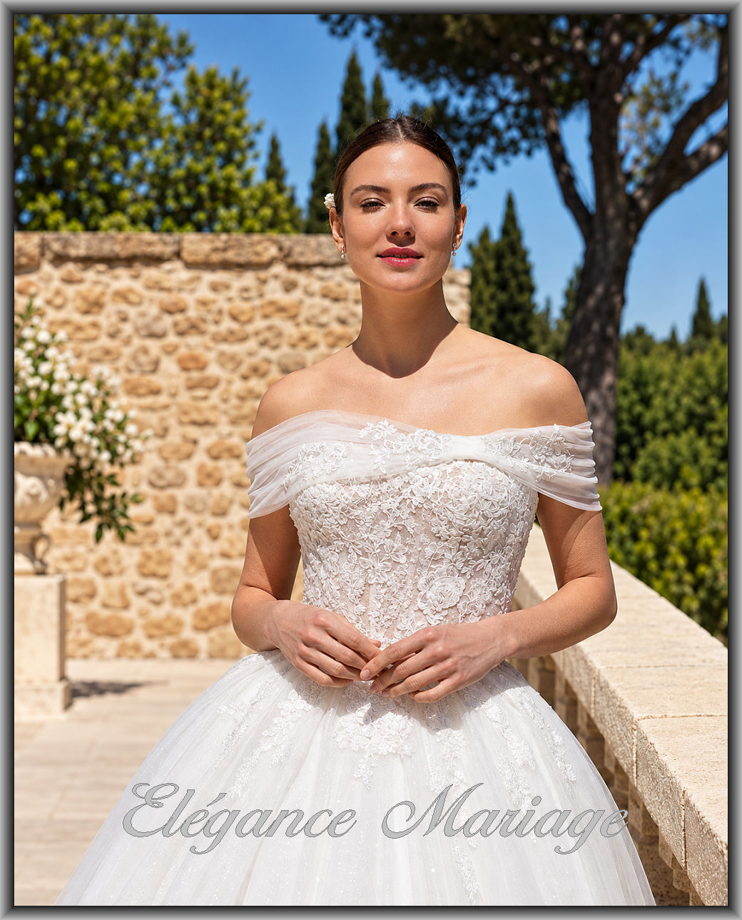 IVANNE robe de mariée princesse avec encolure bateau amovible
