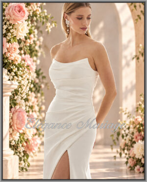 Séfia robe de mariée sirène fendue portée en bustier à Dax