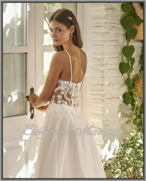 Safiya robe de mariée bohème en tulle et dentelle